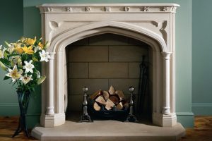 Traditional stone fireplace